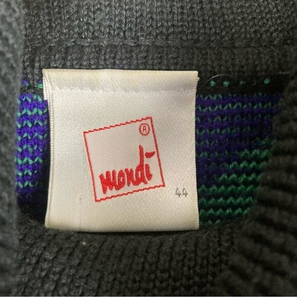 Vintage 1980’s Mondi Multicolor Chunky Color Black Cowl-neck Sweater Pullover - Picture 8 of 10